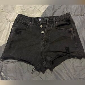 wild fable Black Distressed High-Rise Denim Shorts